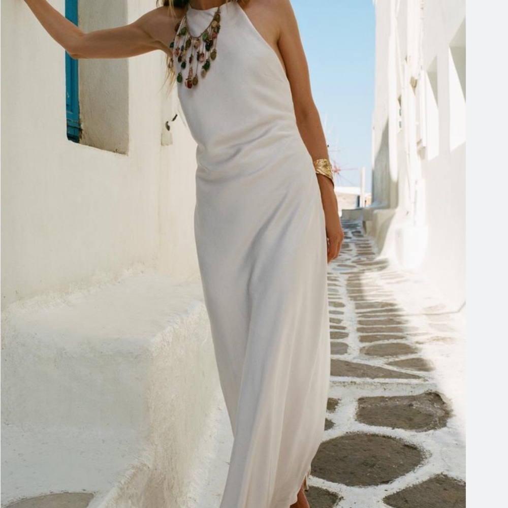 Zara ivory Maxi Slip Dress